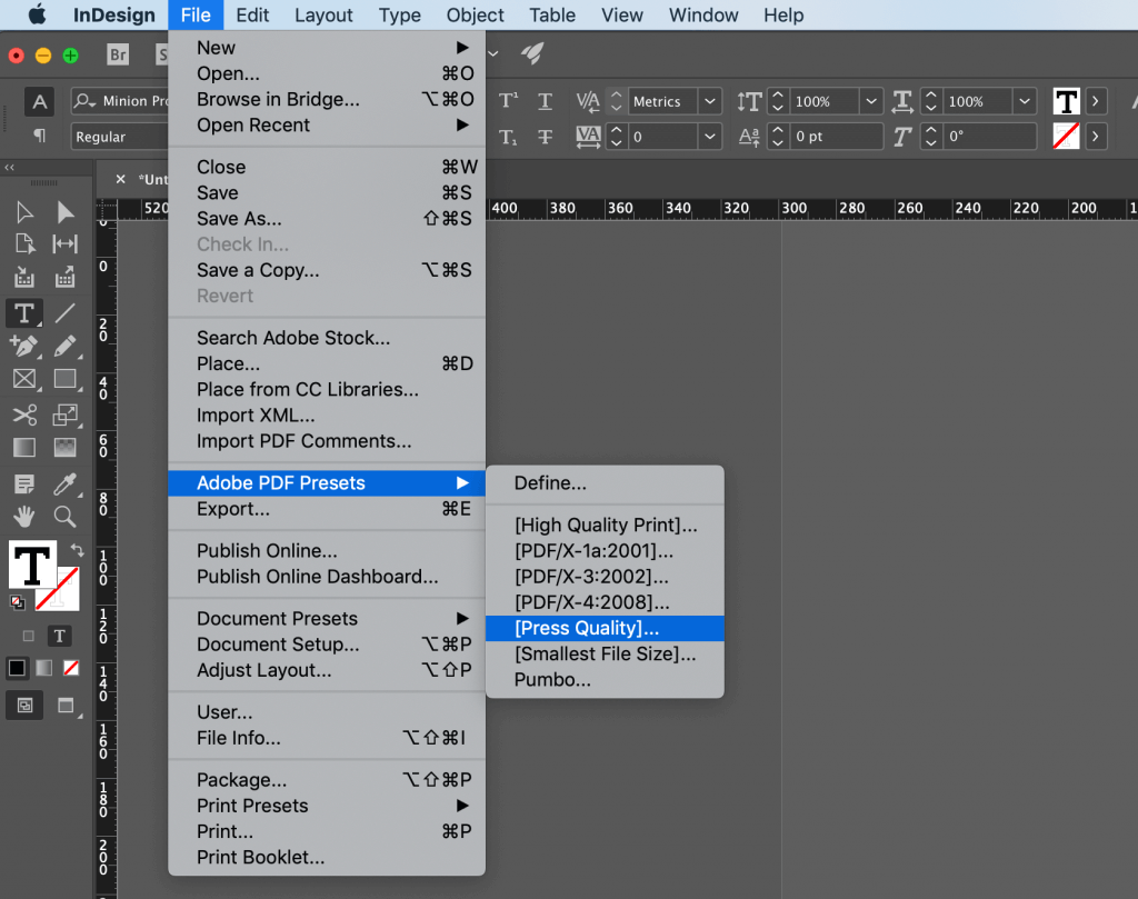 Export fichier corps de livre sous InDesign